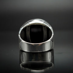 Striped Onyx Silver Ring