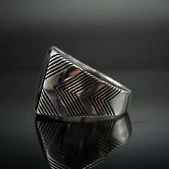 Striped Onyx Silver Ring