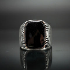 Striped Onyx Silver Ring