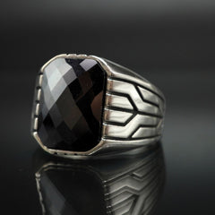 MEN HANDMADE 925 STERLING SILVER RING IN BLACK ONYX