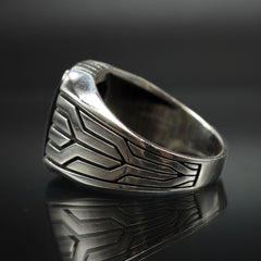 MEN HANDMADE 925 STERLING SILVER RING IN BLACK ONYX