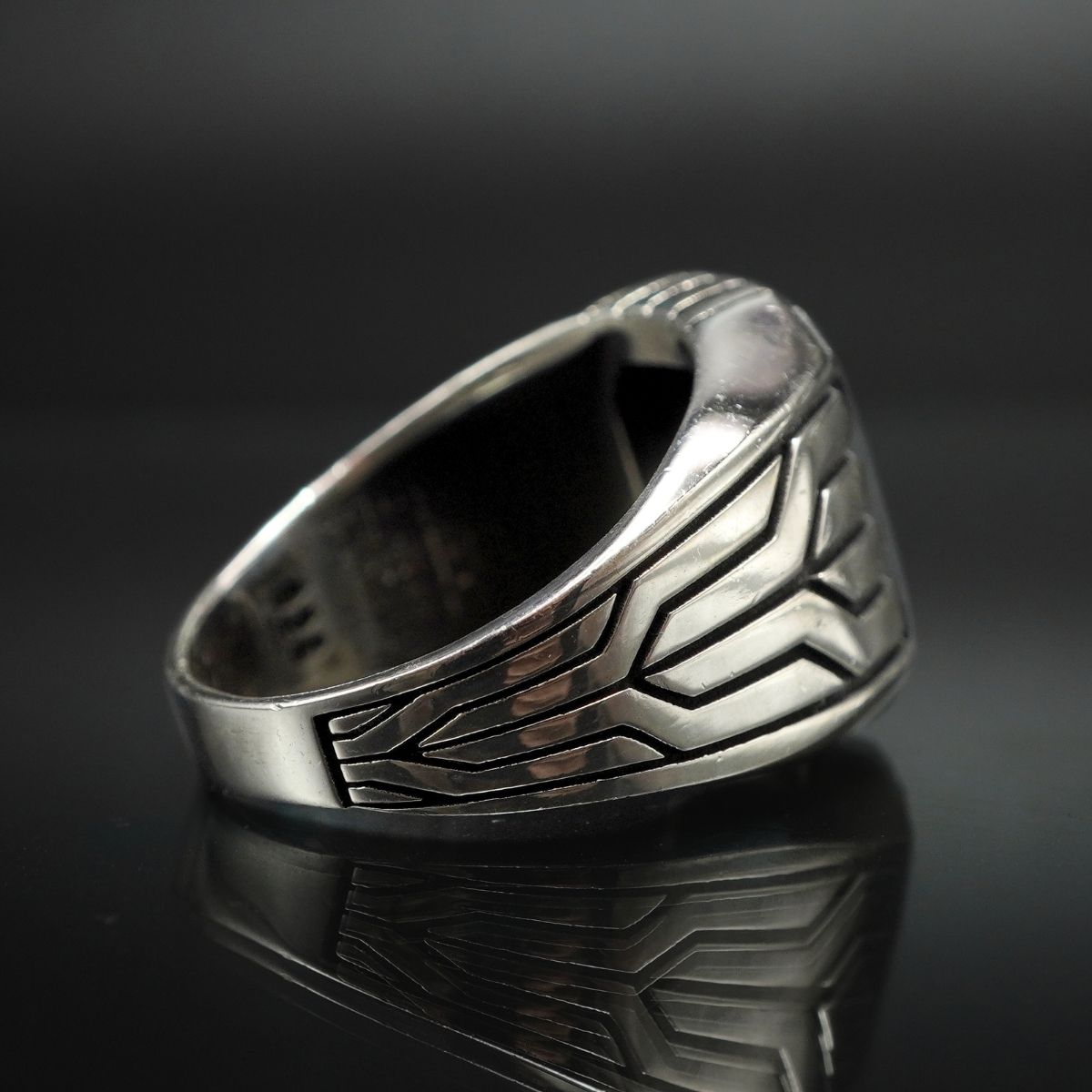 MEN HANDMADE 925 STERLING SILVER RING IN BLACK ONYX