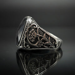 BLACK ONYX RING FOR MEN IN 925 SILVER