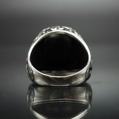 BLACK ONYX RING FOR MEN IN 925 SILVER
