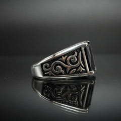 SILVER RING FOR MEN IN ONYX GEMSTONE