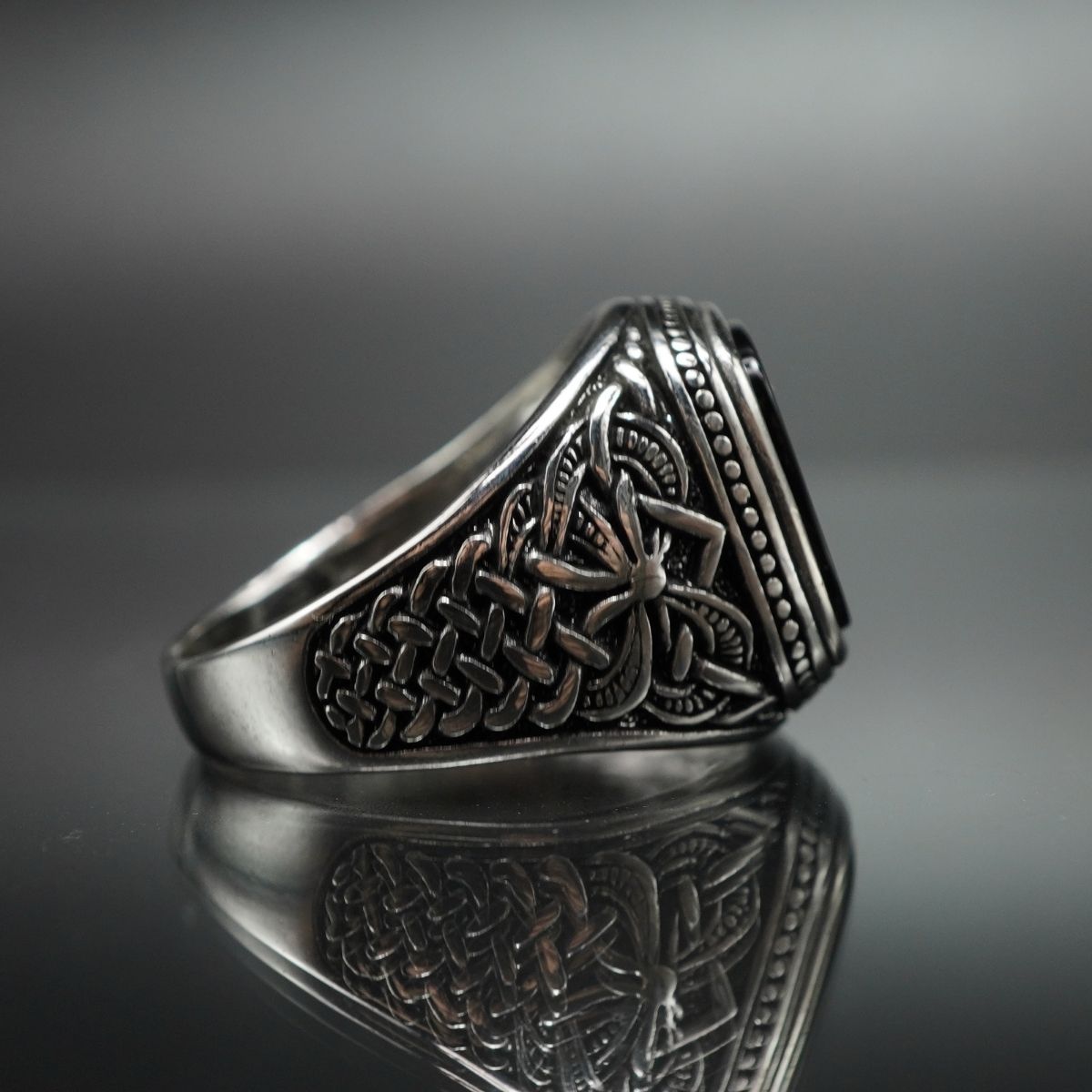 BLACK ONYX 925 STERLING SILVER HANDMADE RING FOR MEN