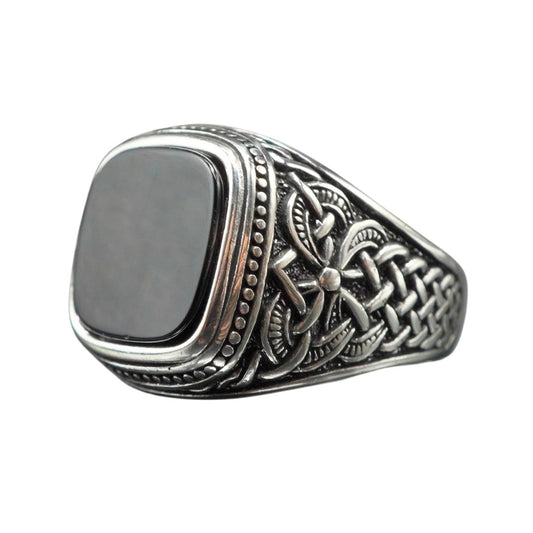 BLACK ONYX 925 STERLING SILVER HANDMADE RING FOR MEN