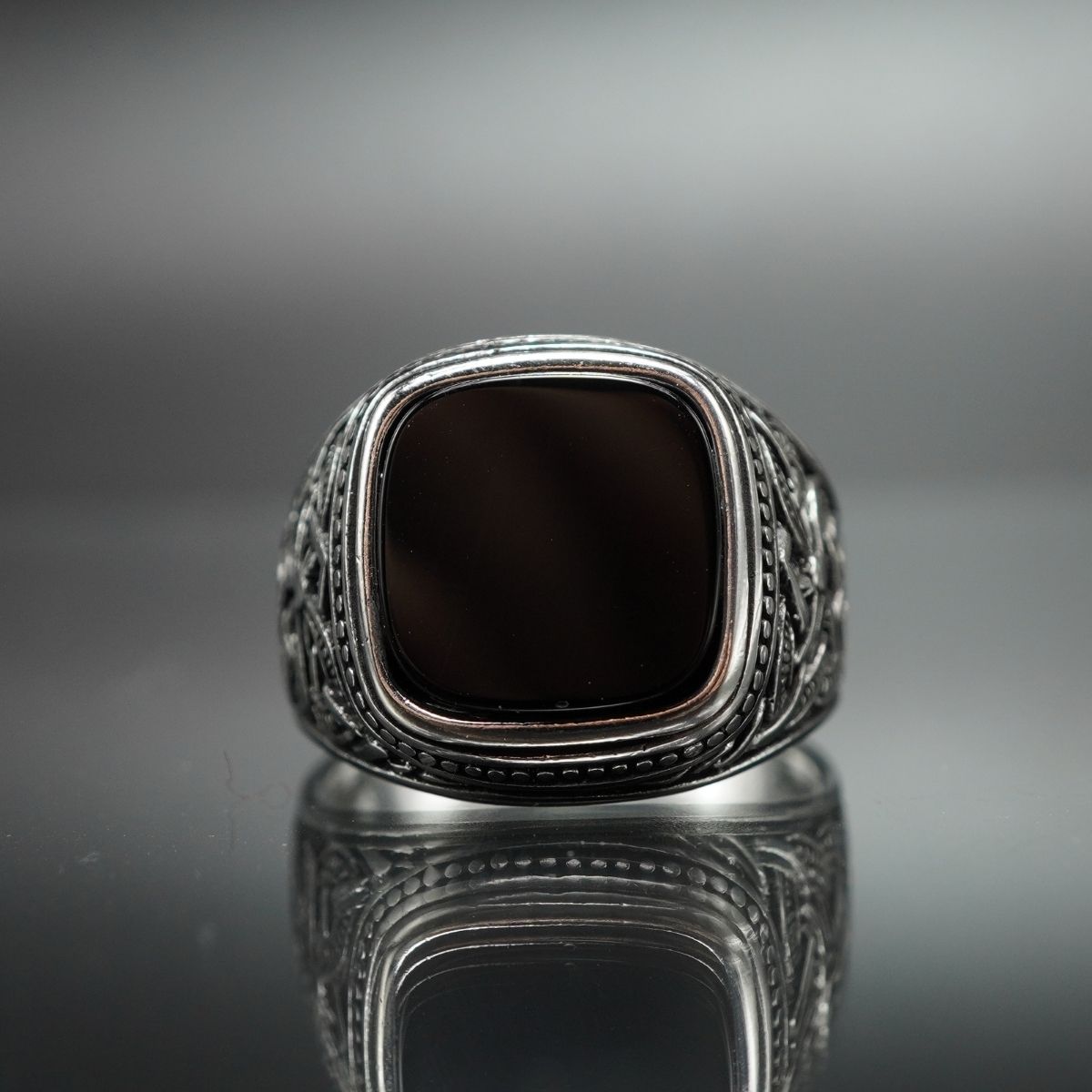 BLACK ONYX 925 STERLING SILVER HANDMADE RING FOR MEN
