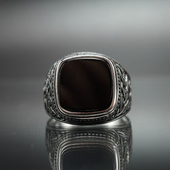 BLACK ONYX 925 STERLING SILVER HANDMADE RING FOR MEN