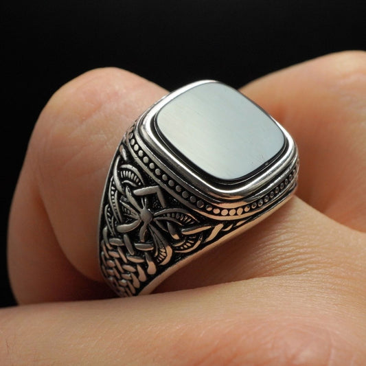 BLACK ONYX 925 STERLING SILVER HANDMADE RING FOR MEN