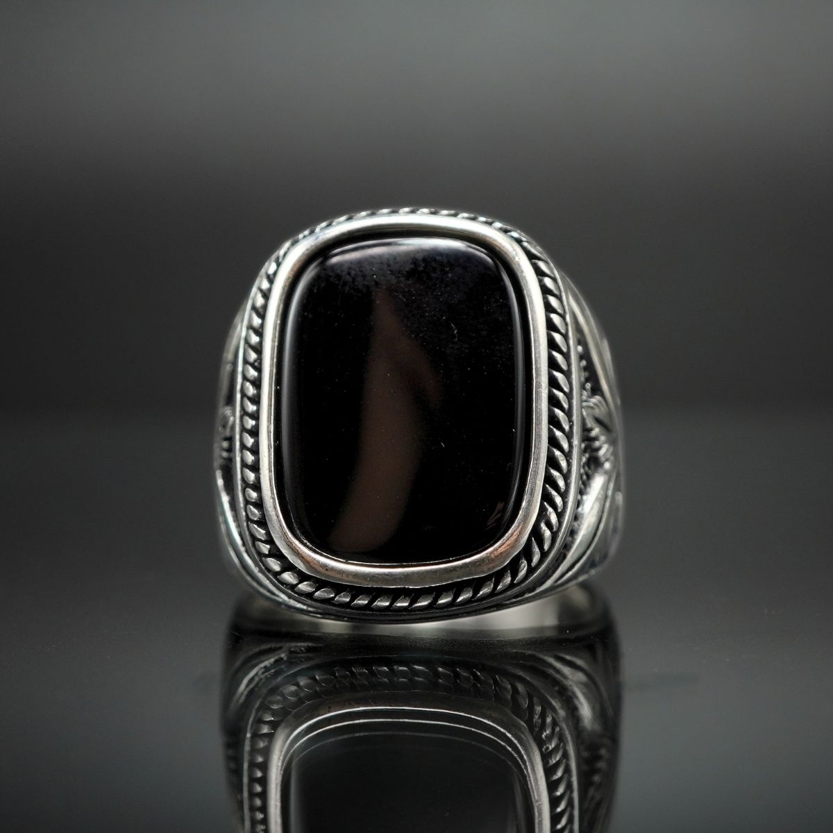 ONYX GEMSTONE 925 STERLING SILVER RING FOR MEN