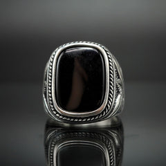 ONYX GEMSTONE 925 STERLING SILVER RING FOR MEN