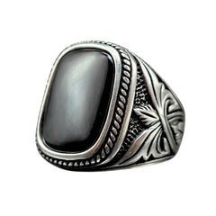 ONYX GEMSTONE 925 STERLING SILVER RING FOR MEN