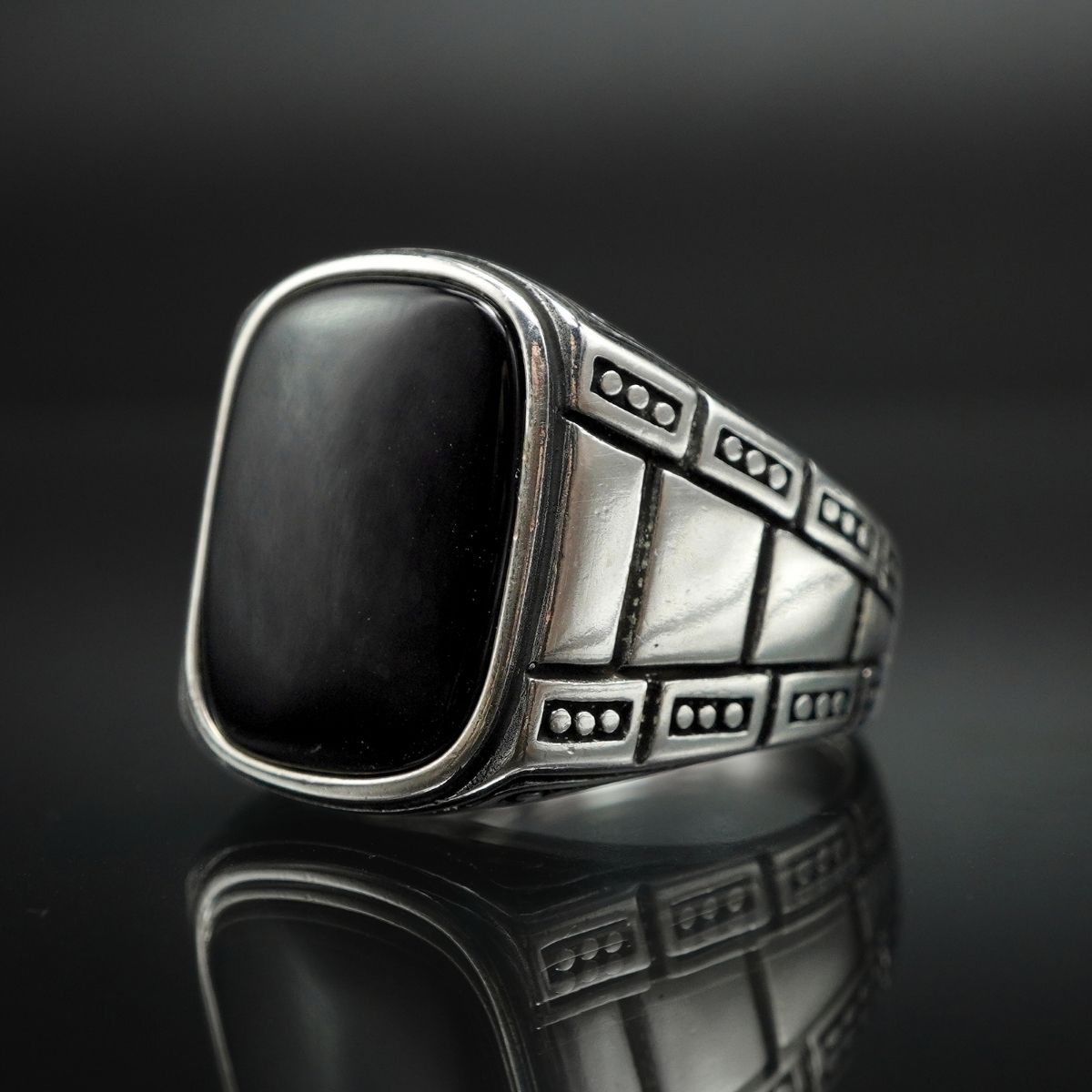 CLASSIC BLACK 925 SILVER HANDMADE RING FOR MEN