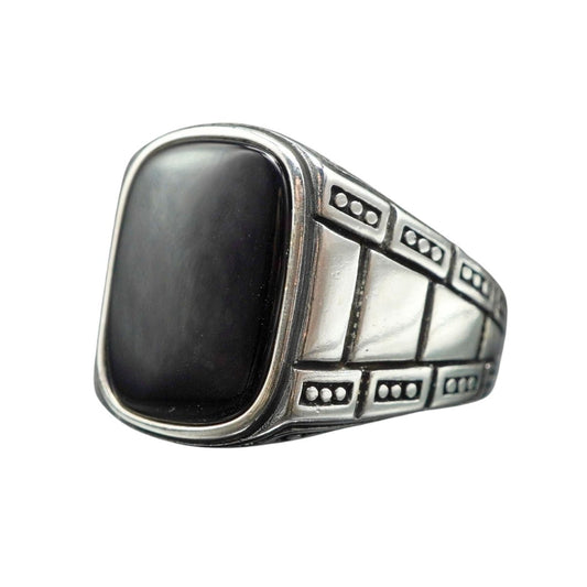 CLASSIC BLACK SILVER RING FOR DAILY