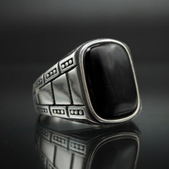 CLASSIC BLACK SILVER RING FOR DAILY