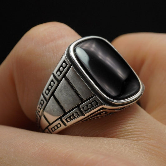 CLASSIC BLACK SILVER RING FOR DAILY