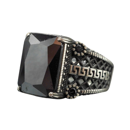 BLACK ONYX GEMSTONE 925 STERLING SILVER RING FOR MEN
