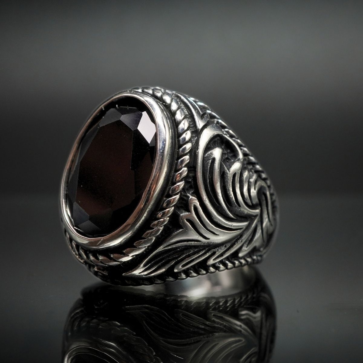 BLACK ONYX RING HANDMADE 925 STERLING SILVER