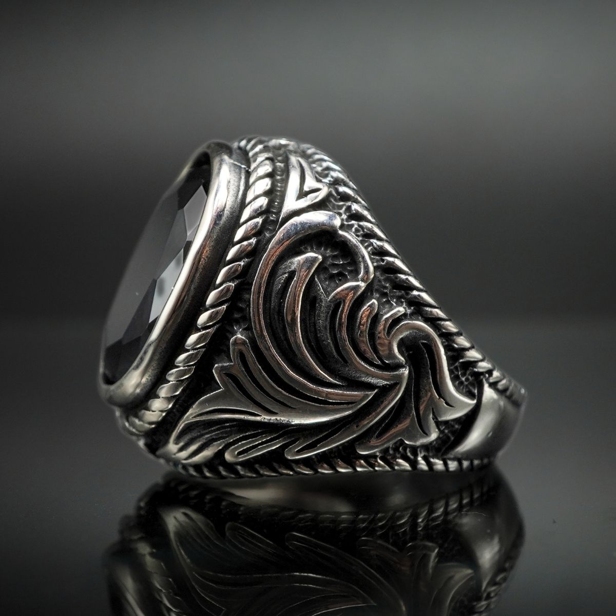 BLACK ONYX RING HANDMADE 925 STERLING SILVER