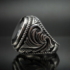 BLACK ONYX RING HANDMADE 925 STERLING SILVER
