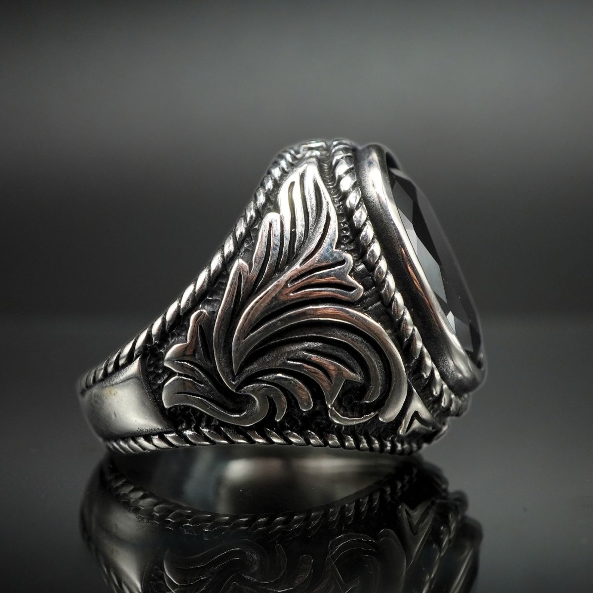 BLACK ONYX RING HANDMADE 925 STERLING SILVER