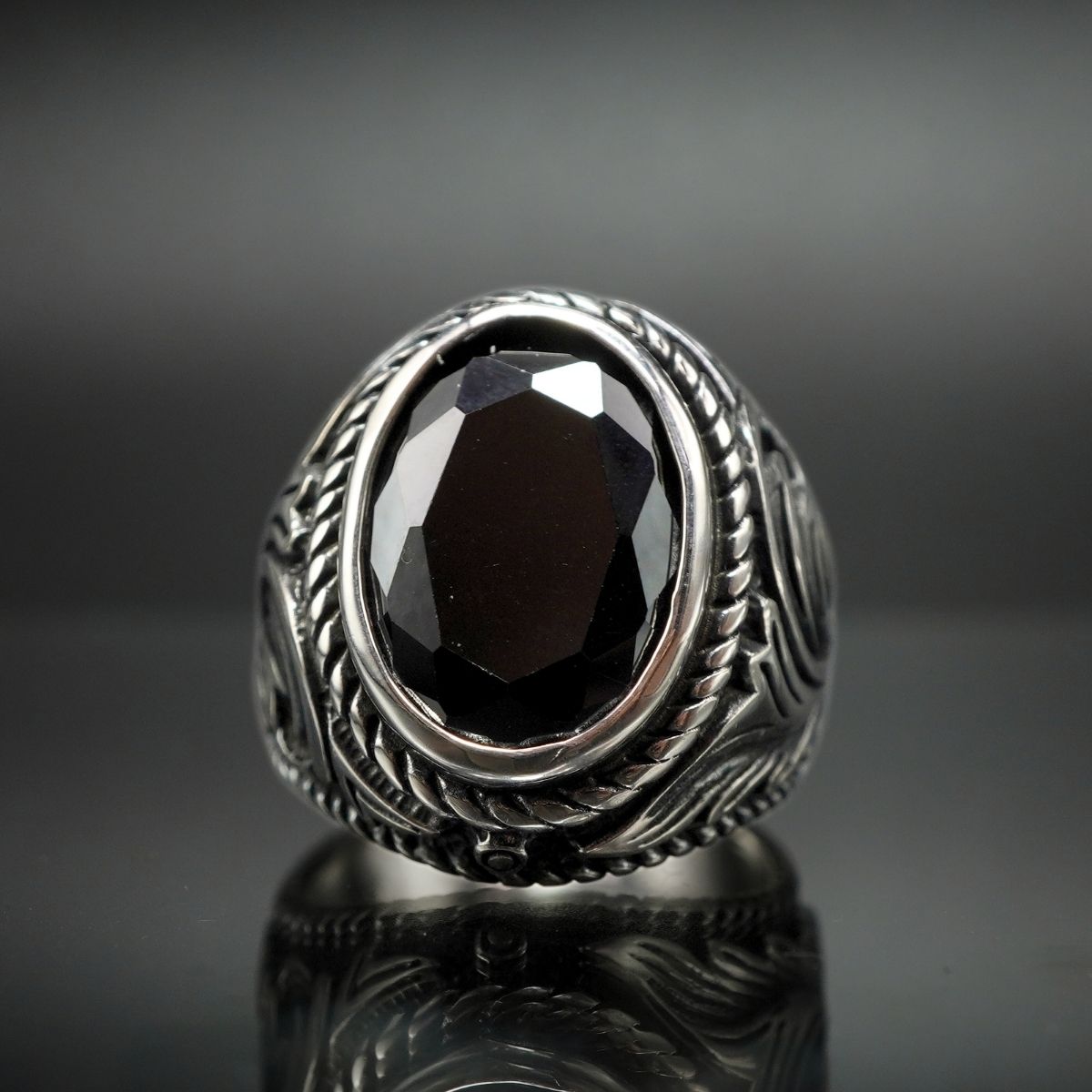 BLACK ONYX RING HANDMADE 925 STERLING SILVER