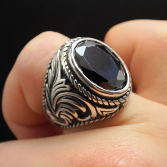 BLACK ONYX RING HANDMADE 925 STERLING SILVER