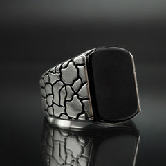 ONYX 925 SILVER RING FOR MEN - FROM TURKEY