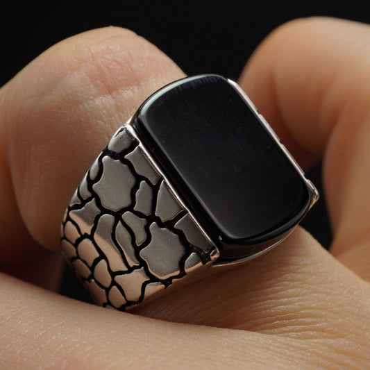 ONYX 925 SILVER RING FOR MEN - FROM TURKEY
