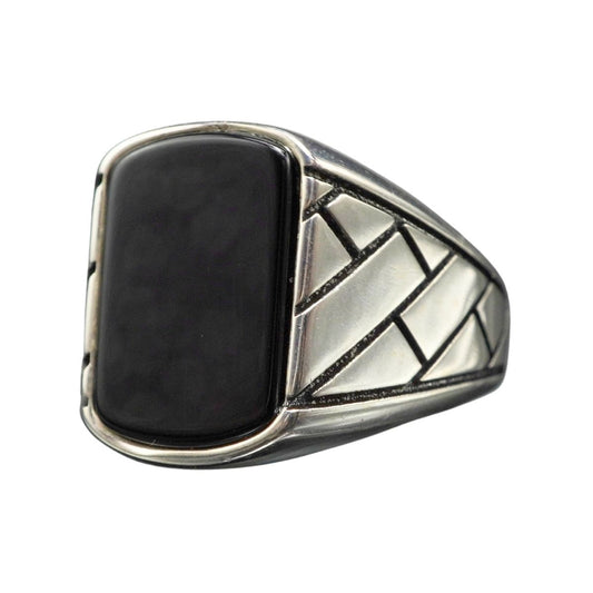 BLACK ONYX GEMSTONE 925 STERLING SILVER RING FOR MEN