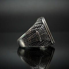 GREEN AGATE GEMSTONE RING FOR MEN IN 925 SILVER