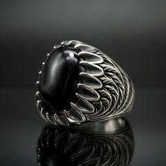 SILVER MEN RING IN BLACK ONYX STONE