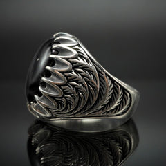 MEN SILVER RING IN BLACK ONYX