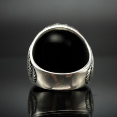 MEN SILVER RING IN BLACK ONYX