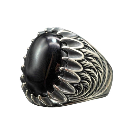 MEN SILVER RING IN BLACK ONYX