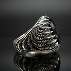MEN SILVER RING IN BLACK ONYX