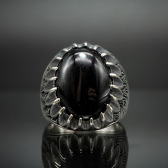 MEN SILVER RING IN BLACK ONYX