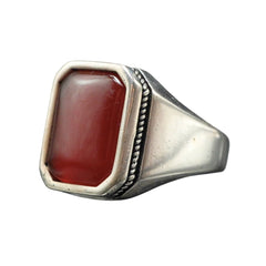 MINIMALIST PINKY SILVER RING FOR MEN IN AGATE