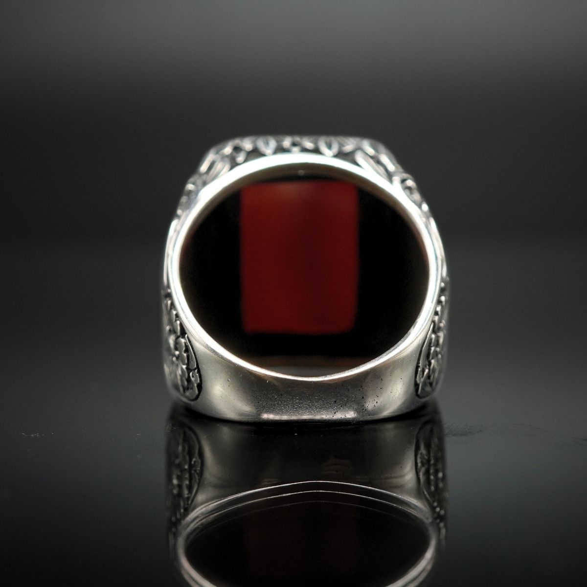HANDMADE 925 STERLING SILVER RED AGATE GEMSTONE RING