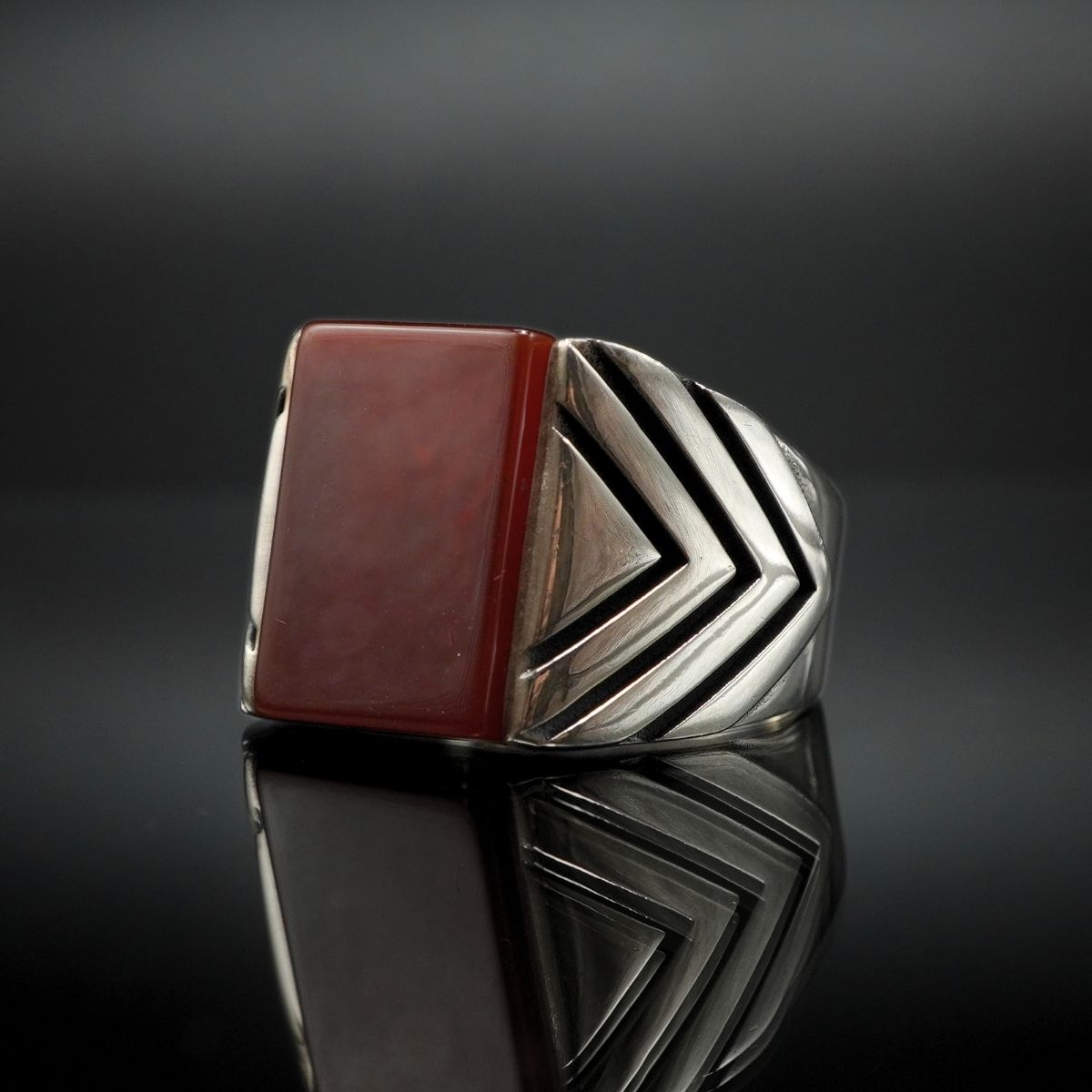 RED AGATE STONE 925 STERLING SILVER HANDMADE RING FOR MEN