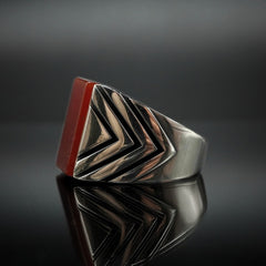RED AGATE STONE 925 STERLING SILVER HANDMADE RING FOR MEN