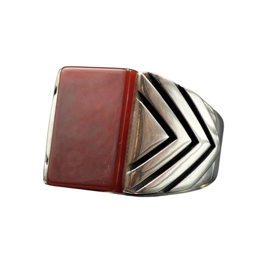 RED AGATE STONE 925 STERLING SILVER HANDMADE RING FOR MEN