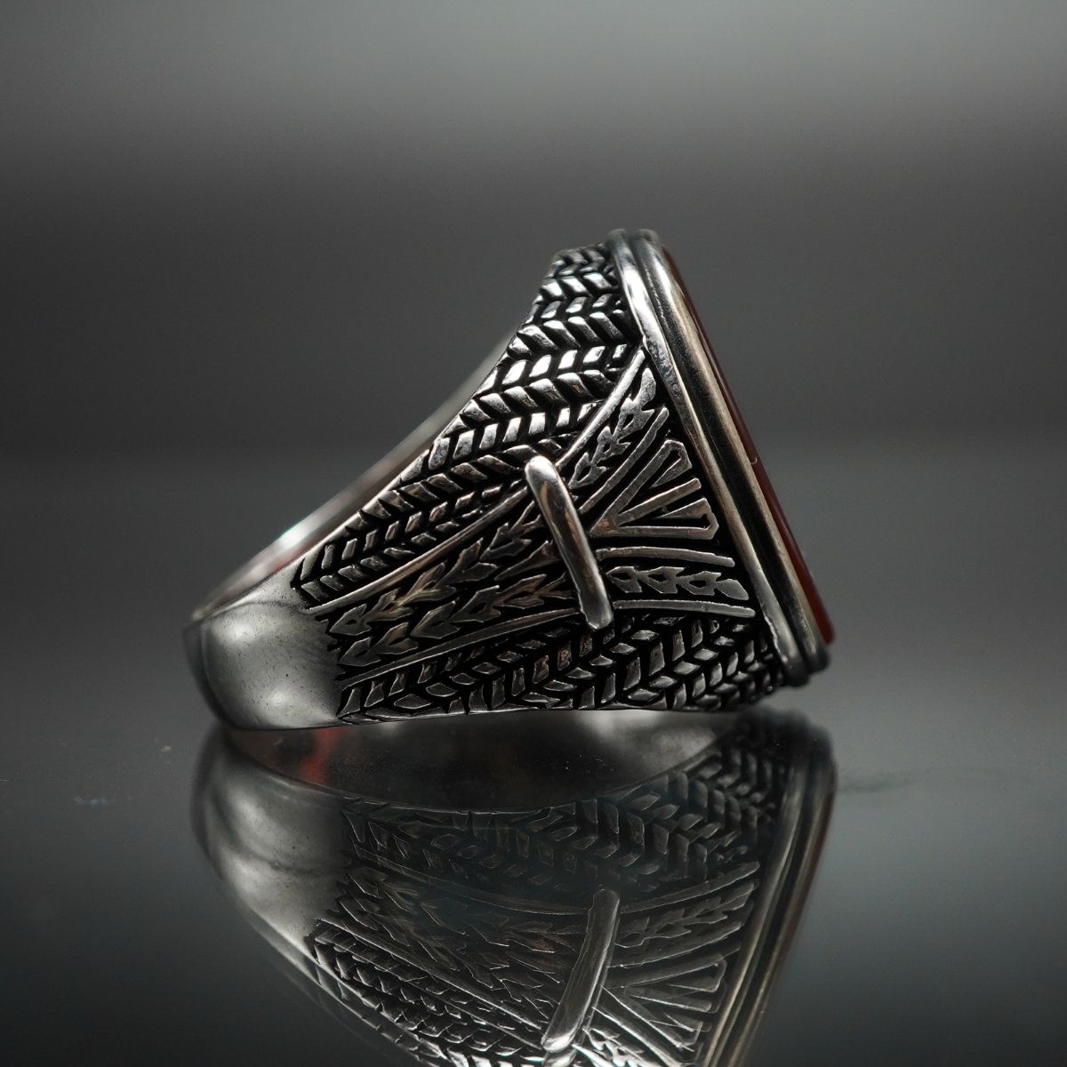 OVAL AGATE GEMSTONE 925 STERLING SILVER RING FOR MEN