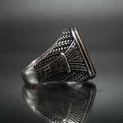OVAL AGATE GEMSTONE 925 STERLING SILVER RING FOR MEN