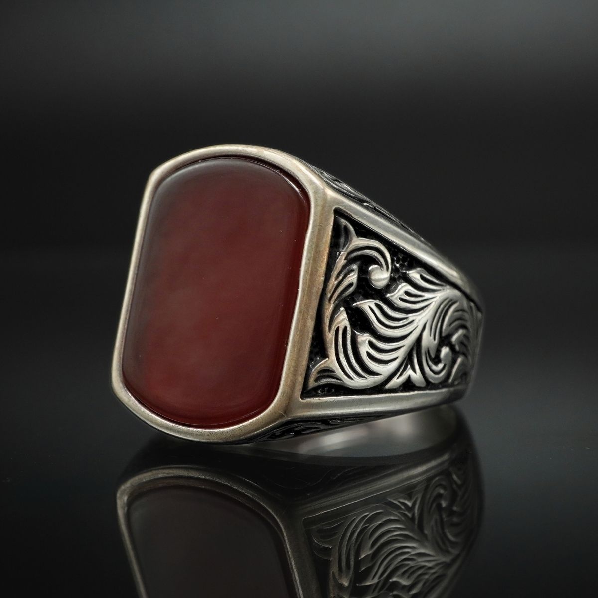 MEN HANDMADE 925 STERLING SILVER RING FOR MEN IN AGATE