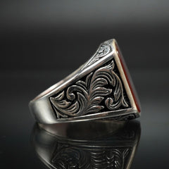 MEN HANDMADE 925 STERLING SILVER RING FOR MEN IN AGATE