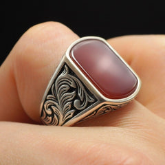 MEN HANDMADE 925 STERLING SILVER RING FOR MEN IN AGATE