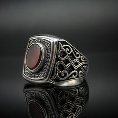 AGATE HANDMADE 925 STERLING SILVER RING FOR MEN
