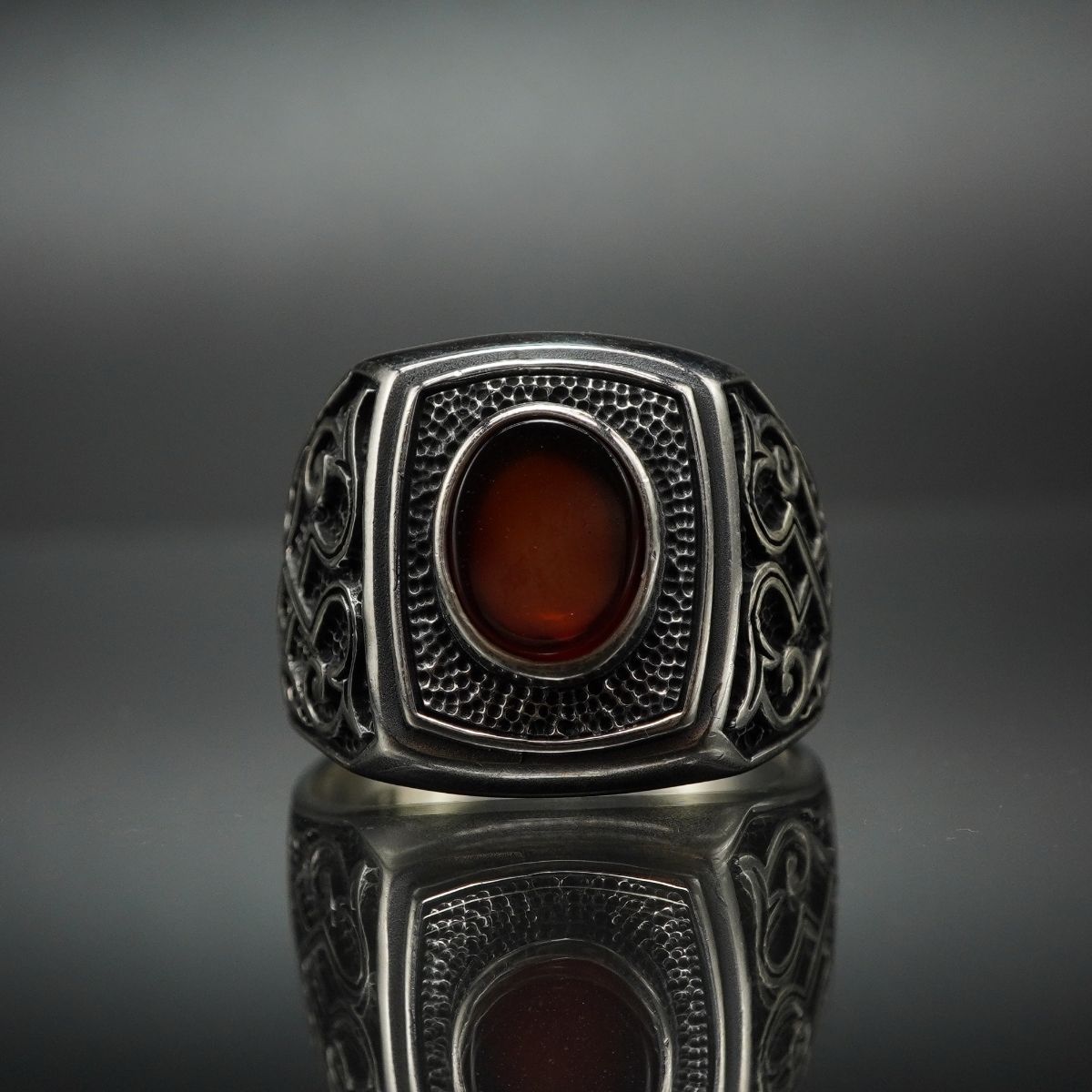 RED AGATE GEMSTONE 925 STERLING SILVER TURKISH HANDMADE RING